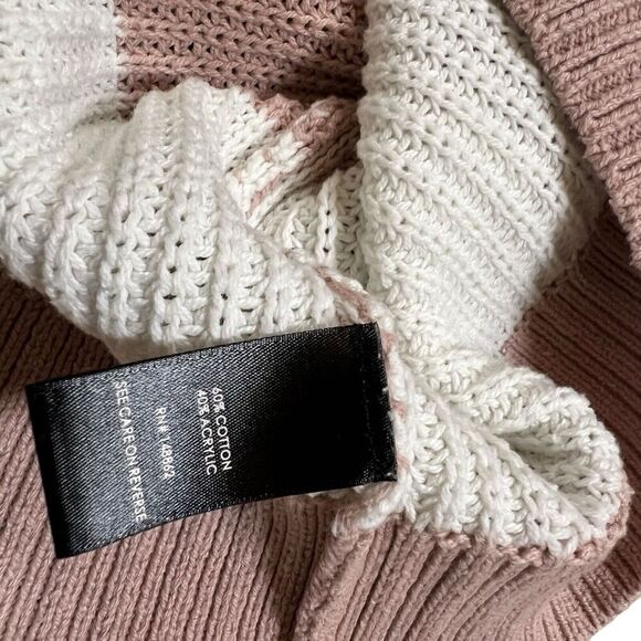 Torrid Mauve Pink & Ivory Striped Pointelle Knit Crewneck Sweater Size 2 (2X) - Picture 5 of 6